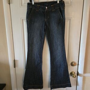 Decree Jeans Junior Womens Flare Dark Wash Size 5 Denim Y2K 90s Bootcut Vintage